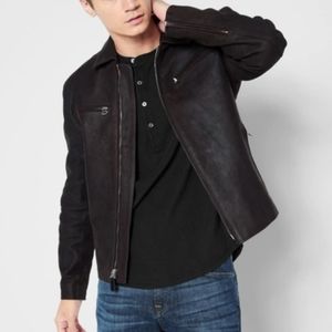 7 For All Mankind Biker Jacket in Black Coffee Men's Small